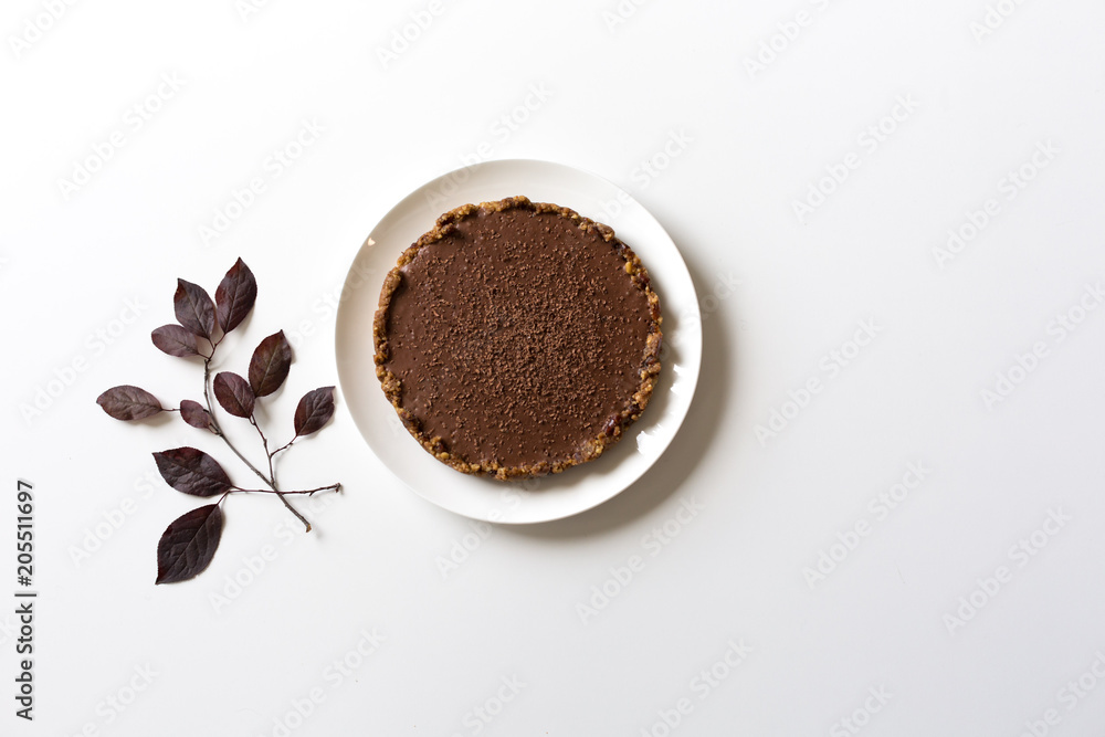 Fototapeta premium Chocolate no bake cheesecake healthy version