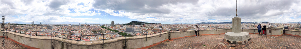 Panoramic view of Barcelona from top viewpoint with terrace