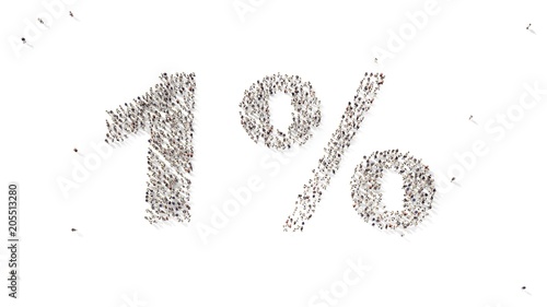 Cuadro en lienzo many people in form text one percent 3d rendering