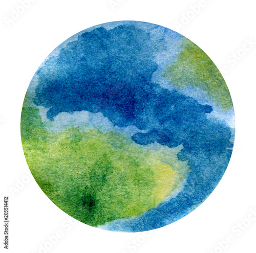 Planet Earth - beautiful hand-painted watercolor illustration