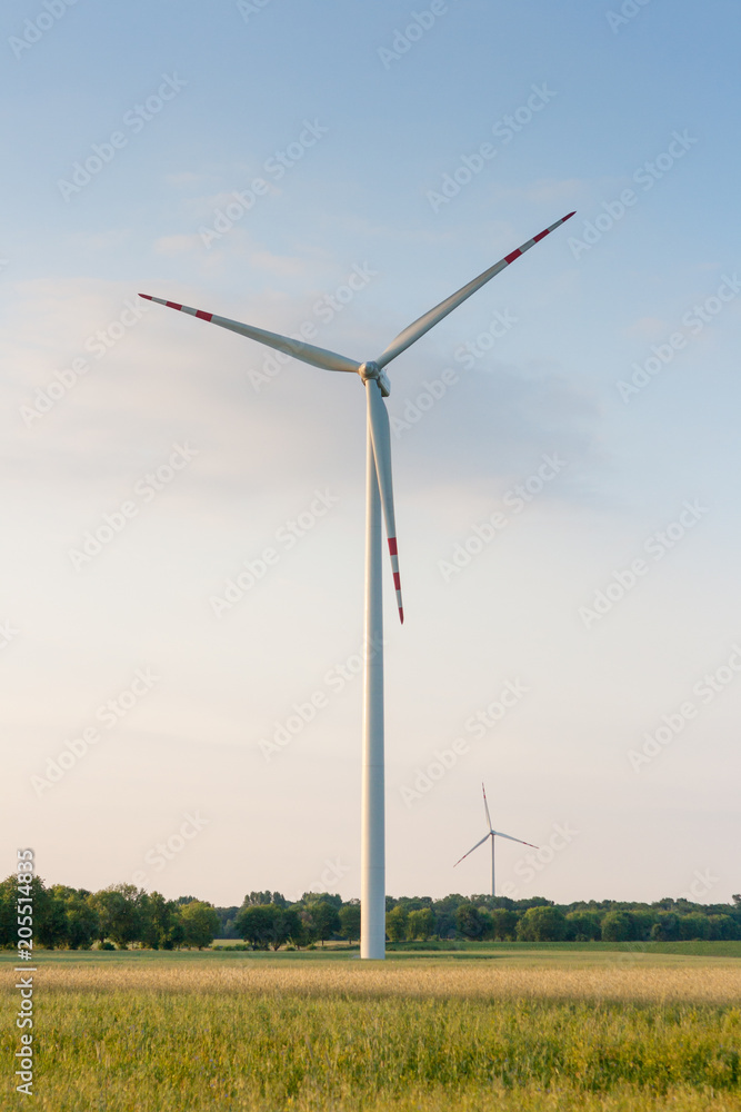 Renewable energy power plant wind turbines in the field Renewable energy power plant wind turbines in the field