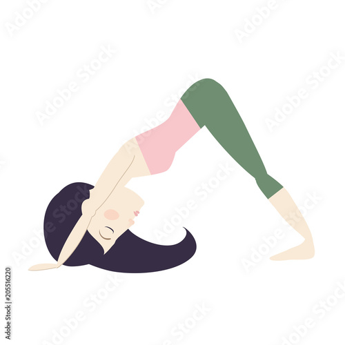 Woman doing yoga cartoon vector illustration