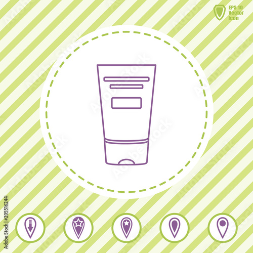 shower gel tube line vector icon