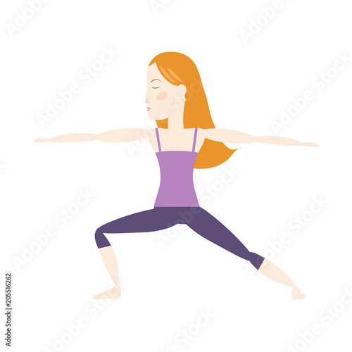 Woman doing yoga cartoon vector illustration