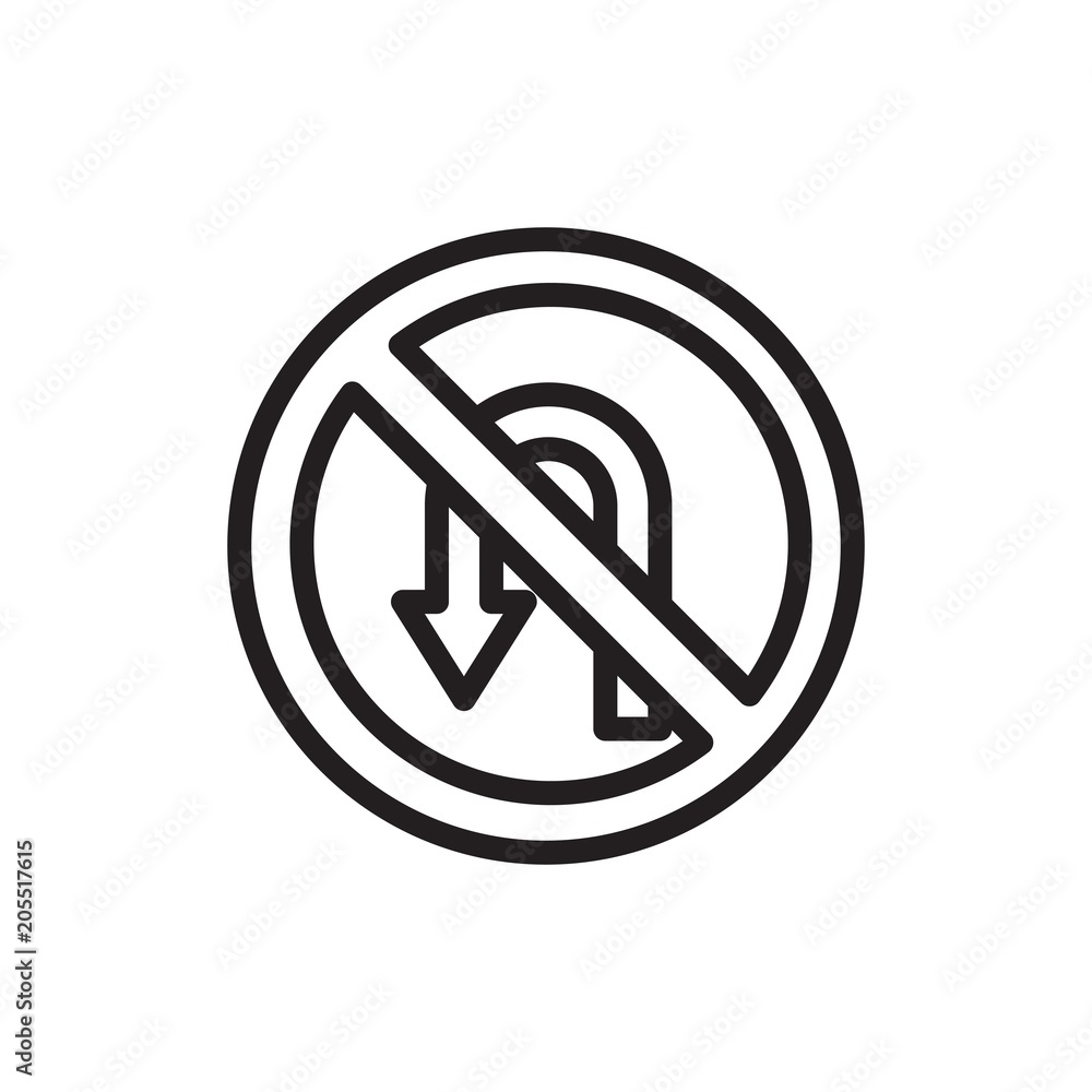no u torn sign, u turn forbidden outline vector icon. Modern simple isolated sign. Pixel perfect vector illustration for logo, website, mobile app and other designs no u torn sign, u turn forbidden outline vector icon. Modern simple isolated sign. Pixel perfect vector illustration for logo, website, mobile app and other designs