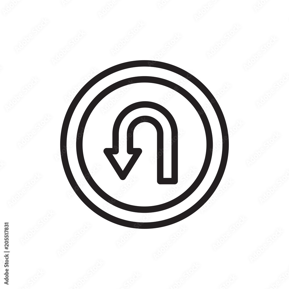 u turn sign, road sign outline vector icon. Modern simple isolated sign. Pixel perfect vector illustration for logo, website, mobile app and other designs u turn sign, road sign outline vector icon. Modern simple isolated sign. Pixel perfect vector illustration for logo, website, mobile app and other designs