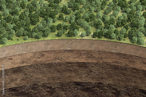 Obraz na płótnie cutaway of soil with soil layers