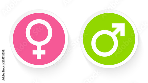 Male Female Button Green/Rose