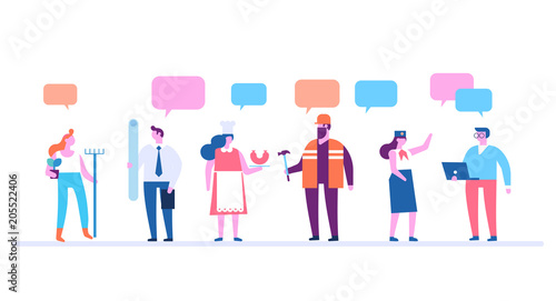 People occupations.Flat vector illustration isolated on white.