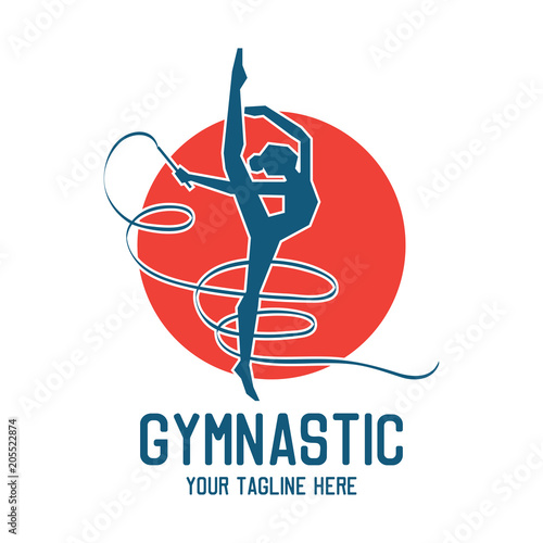 gymnastic sport logo with text space for your slogan / tag line, vector illustration