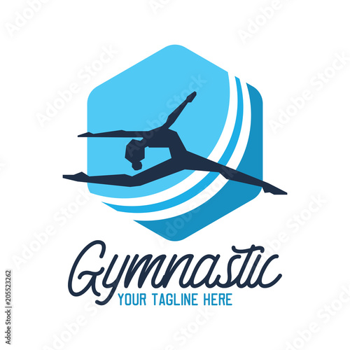 gymnastic sport logo with text space for your slogan / tag line, vector illustration