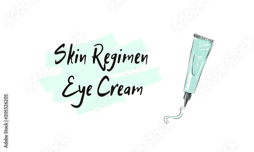 skin regimen Eye cream, sketch of cosmetics