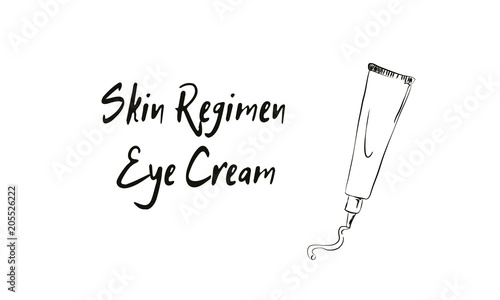 skin regimen Eye cream, sketch of cosmetics
