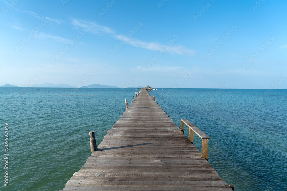 Wooden pier in Phuket, Thailand. Summer, Travel, Vacation and Holiday concept.