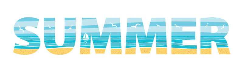 Summer illustration in the double exposure technique