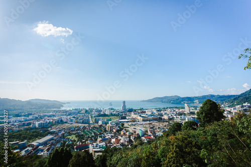 Patong cityscape viewpoint above jungle and city in the morning