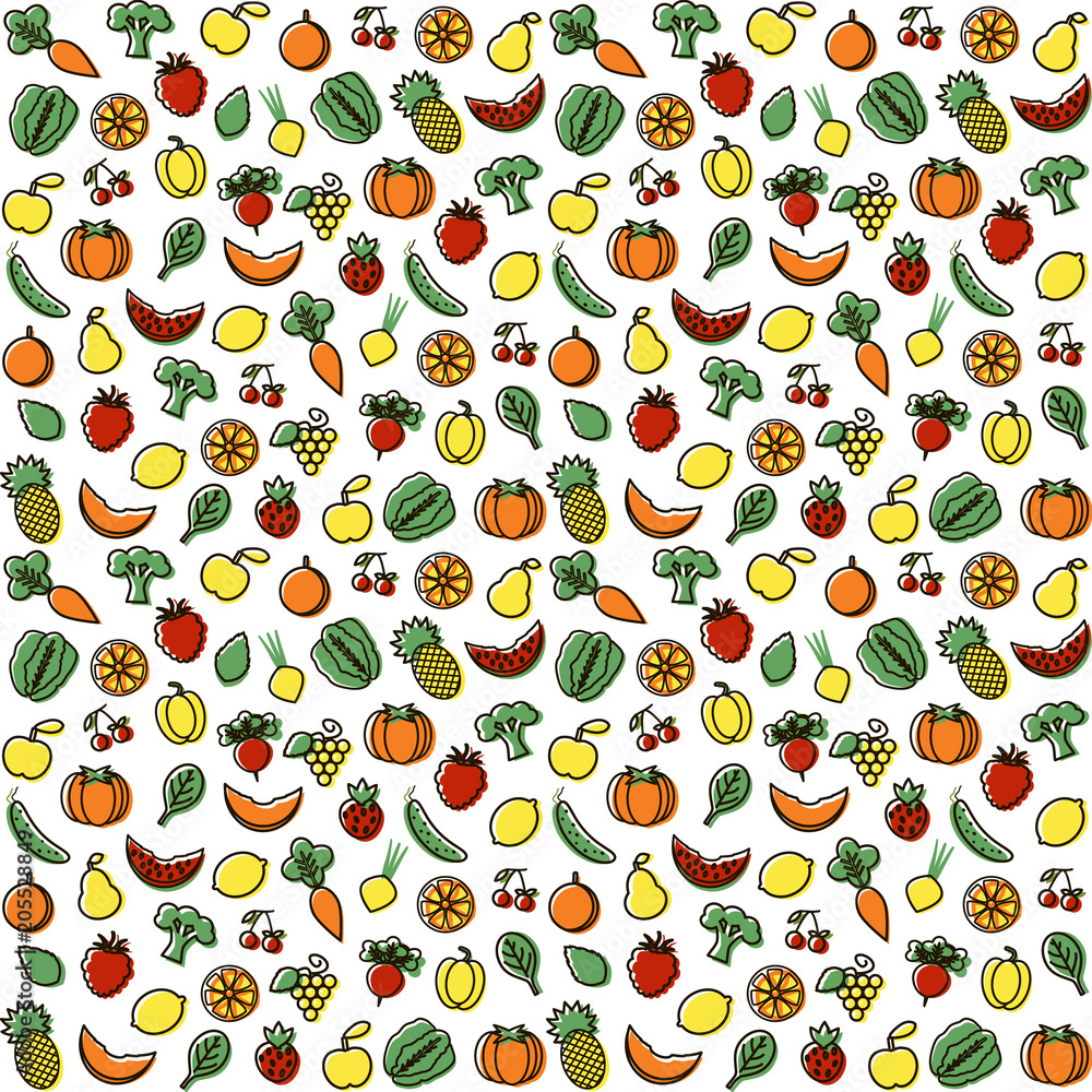 Seamless Pattern With Fruits and Berries