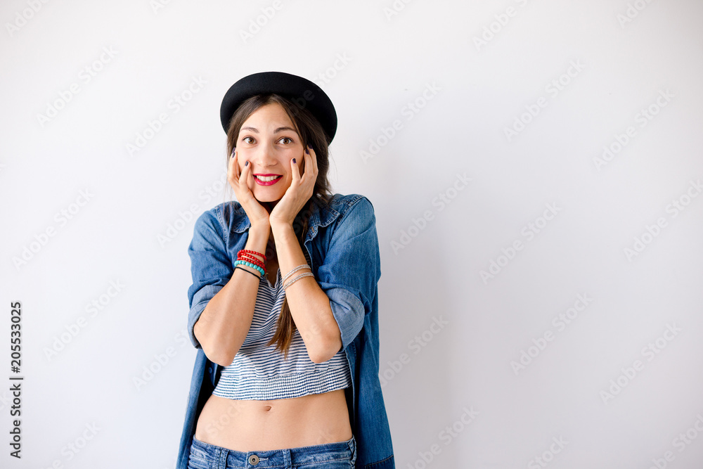 Closeup portrait of young gorgeous woman, studio shot Closeup portrait of young gorgeous woman, studio shot
