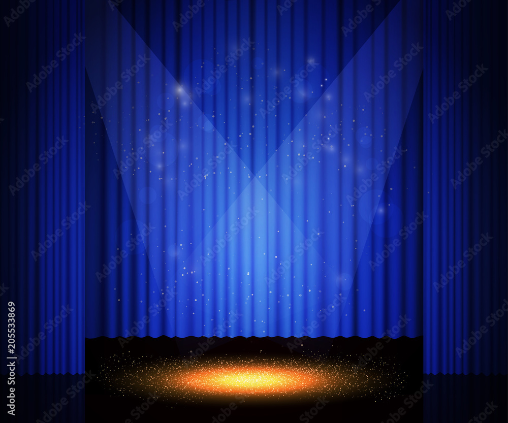 Empty theatre stage with curtain. Background for show, presentation,  concert, design Stock Vector | Adobe Stock