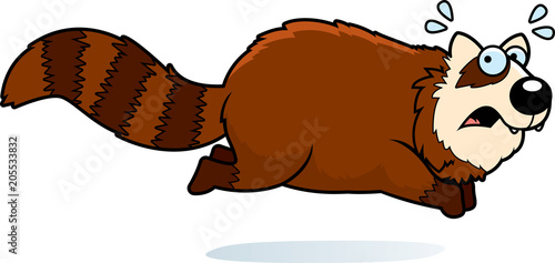 Cartoon Red Panda Running Away