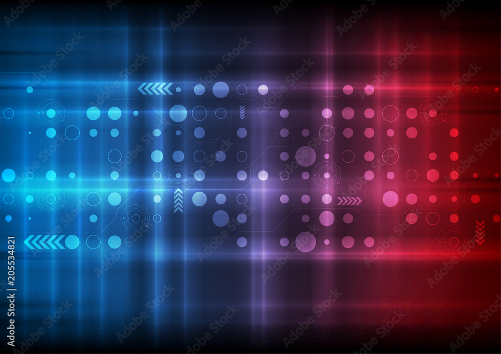 Red and blue technology sci-fi abstract background