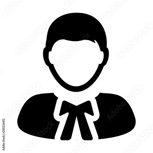 Lawyer icon vector male user person profile avatar symbol for law and justice in flat color glyph pictogram illustration