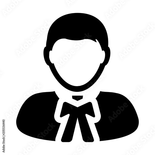 Lawyer icon vector male user person profile avatar symbol for law and justice in flat color glyph pictogram illustration