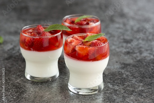 Panacotta with strawberries