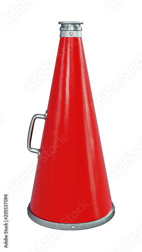 3D Rendering Red Megaphone on White