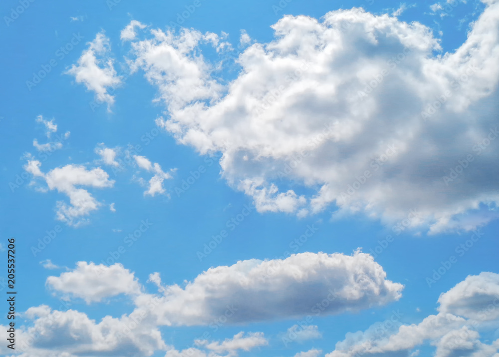 Fototapeta premium Blue sky and white clouds. Nature cloud landscape. Clouds in the blue sky. Blue sky background