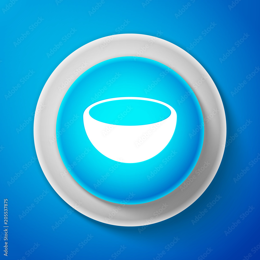 White Bowl icon isolated on blue background. Circle blue button with white line. Vector Illustration White Bowl icon isolated on blue background. Circle blue button with white line. Vector Illustration