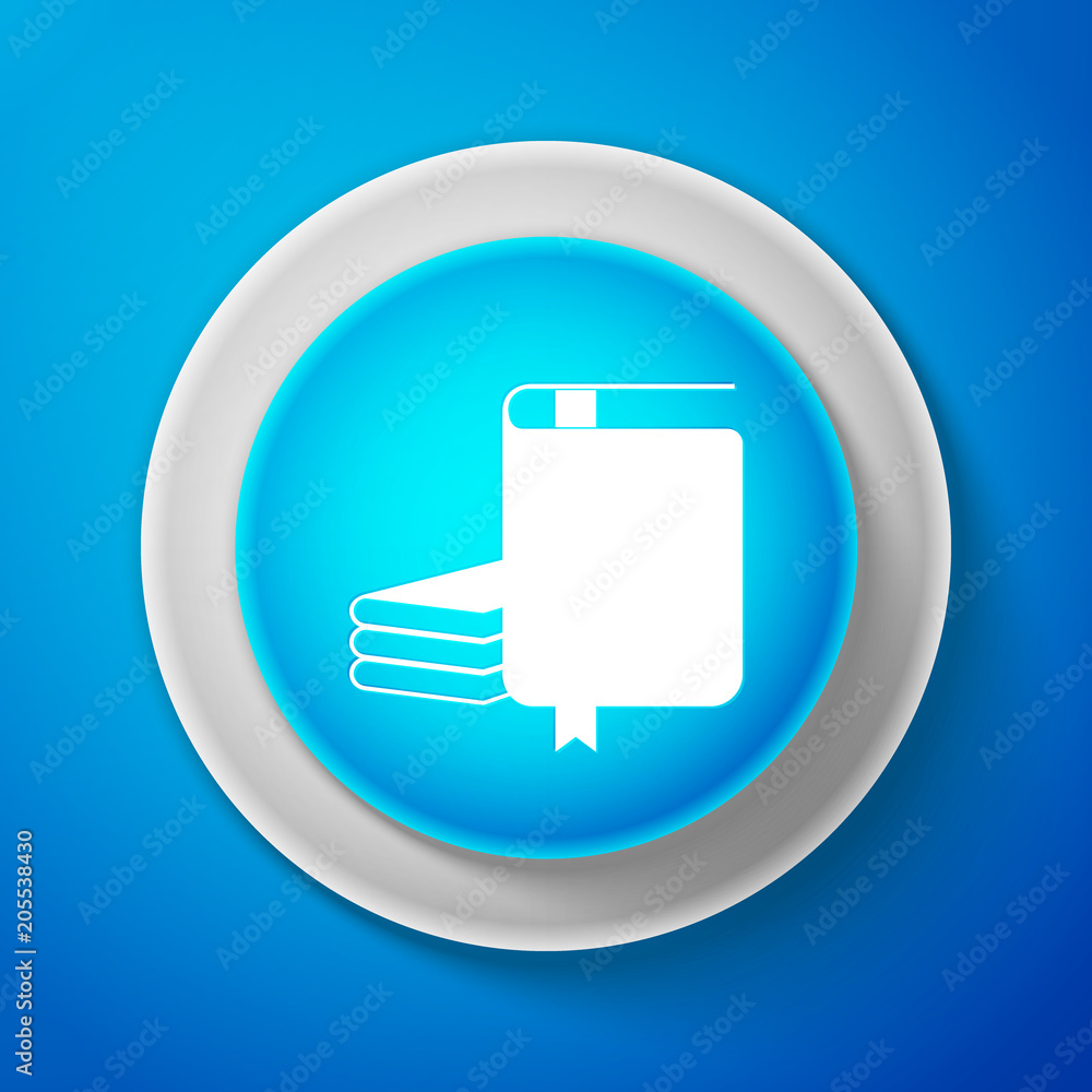 White Book icon isolated on blue background. Circle blue button with white line. Vector Illustration White Book icon isolated on blue background. Circle blue button with white line. Vector Illustration