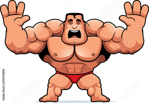 Cartoon Bodybuilder Scared