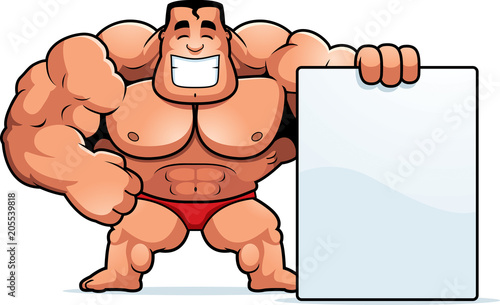 Cartoon Bodybuilder Sign