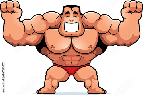 Cartoon Bodybuilder Celebrating