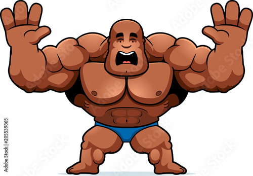 Cartoon Bodybuilder Scared