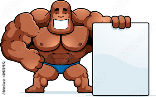 Cartoon Bodybuilder Sign