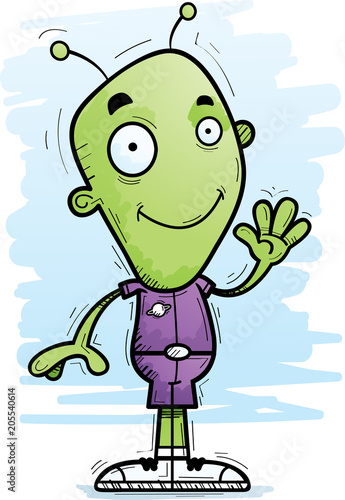 Cartoon Alien Man Waving