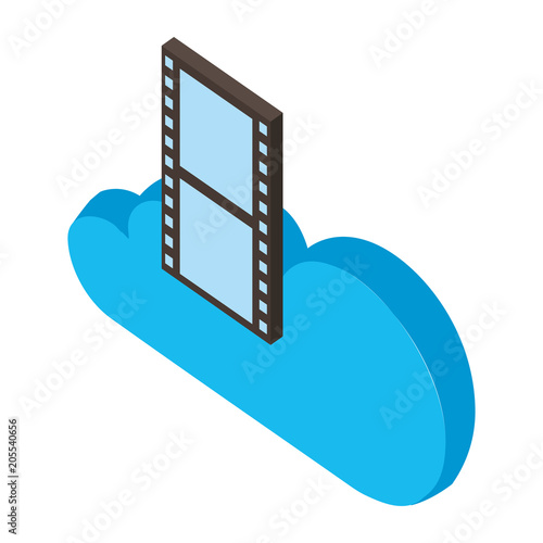 cloud computing film strip isometric vector illustration