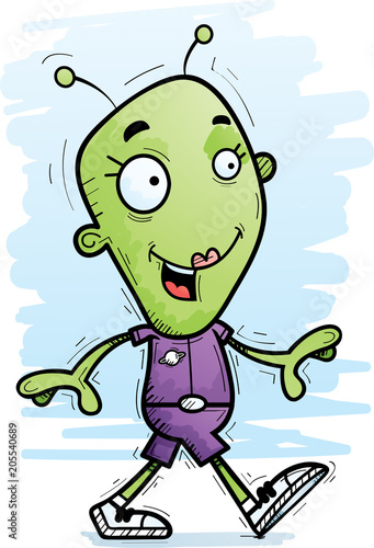 Cartoon Alien Woman Walking