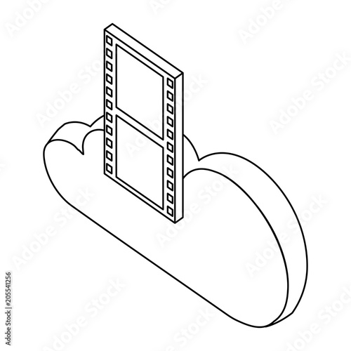 cloud computing film strip isometric vector illustration thin line