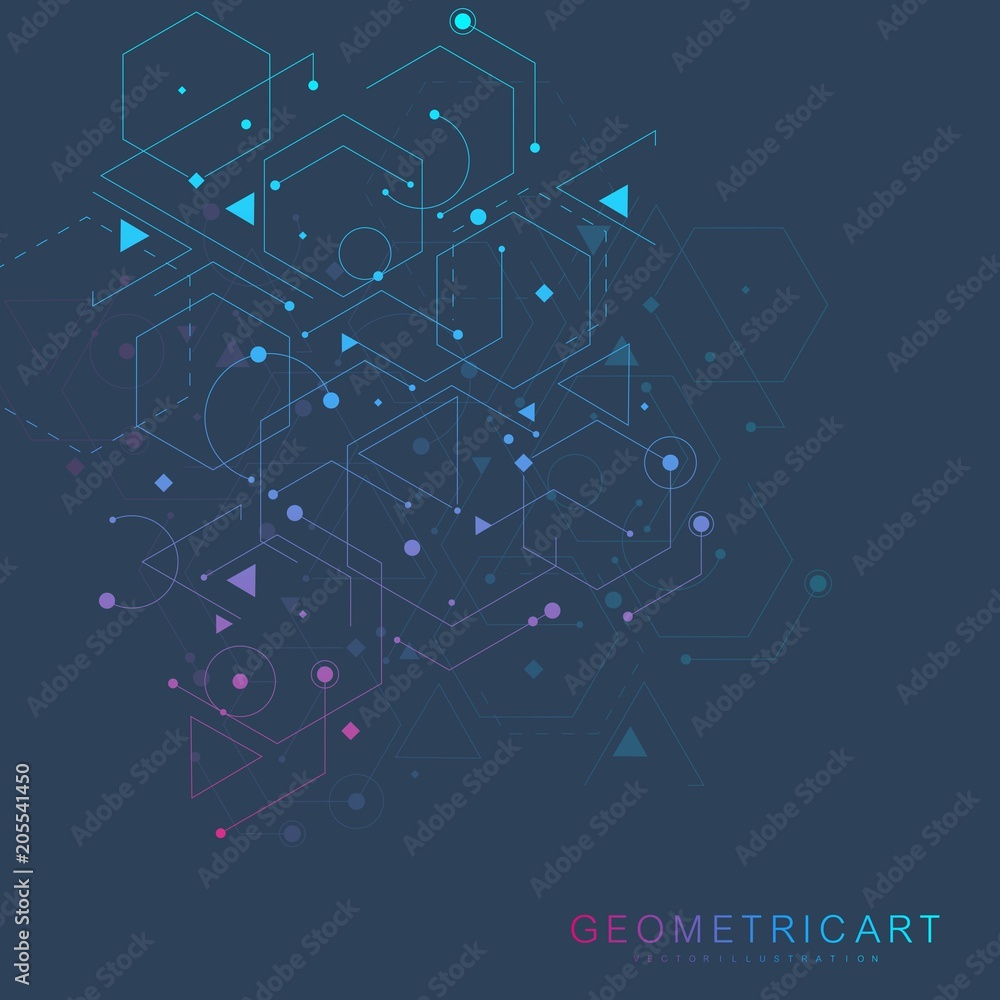 Obraz premium Hexagonal abstract background. Big Data Visualization. Global network connection. Medical, technology, science background. Vector illustration.