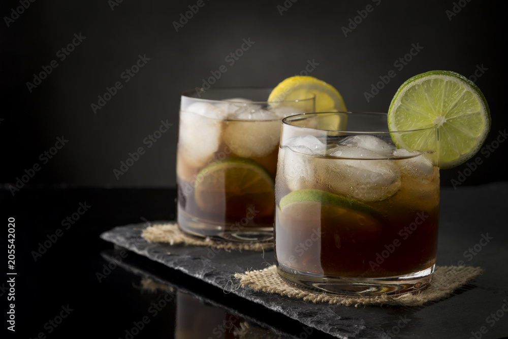 Two Cuba Libre Cocktails Two Cuba Libre Cocktails