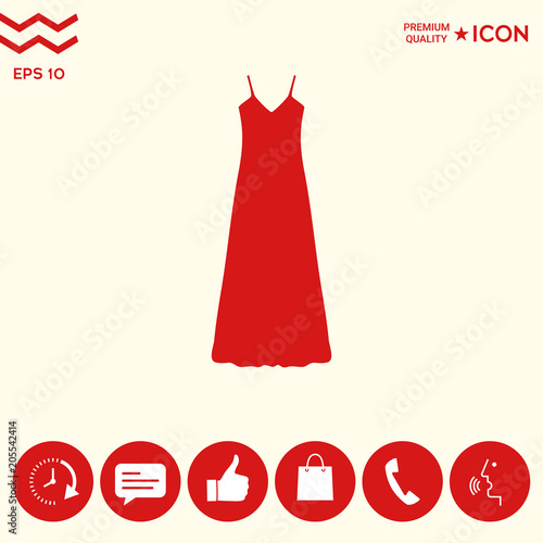Long Dress, Evening dress, combination or nightie , the silhouette. Menu item in the web design