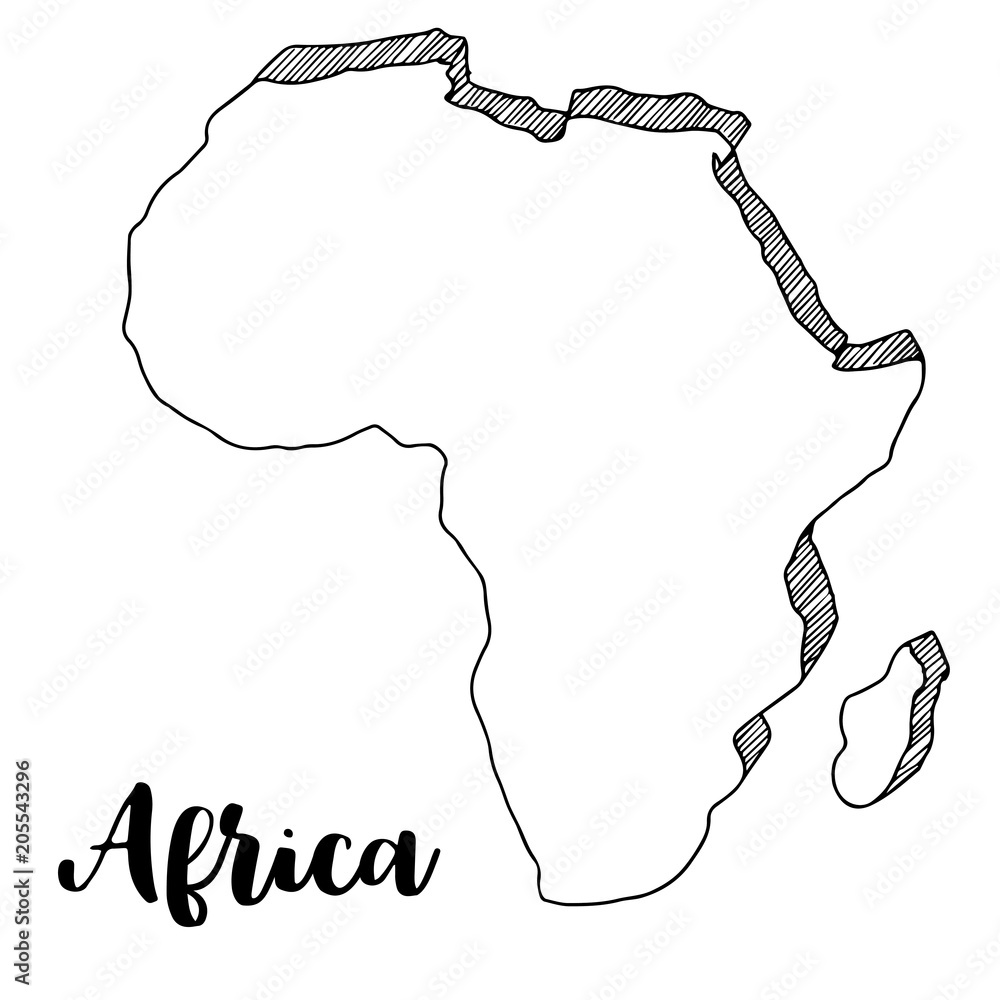 Map Of Africa Sketch Hand Drawn Africa Map Sketch,Vector Illustration Stock Vector | Adobe Stock