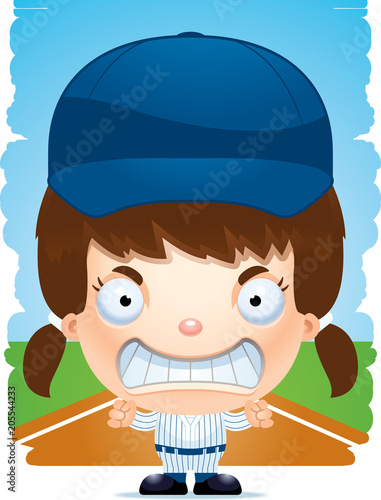 Angry Cartoon Girl Baseball Player