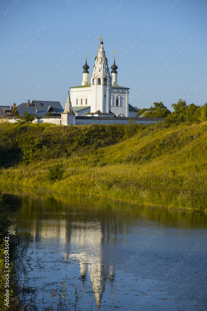 View of the Church of the Ascension with a bell tower. Golden Ring of Russia