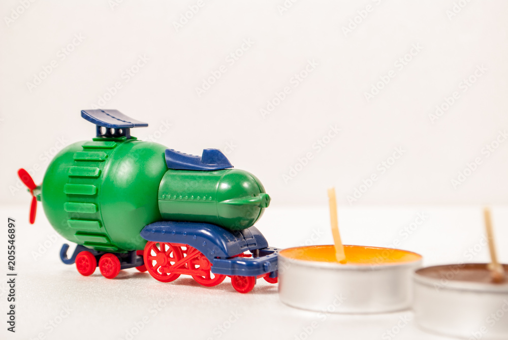 children's toy locomotive on white