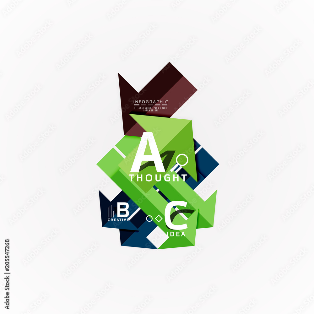 Abstract geometric option infographic banners, a b c steps process Abstract geometric option infographic banners, a b c steps process