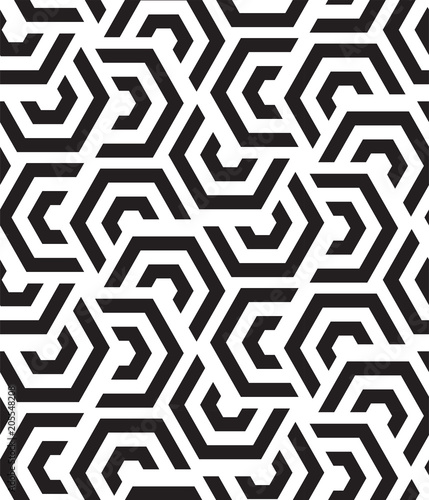 HEXAGON GEOMETRIC SEAMLESS VECTOR PATTERN. MODERN TRELLIS STYLISH TEXTURE.